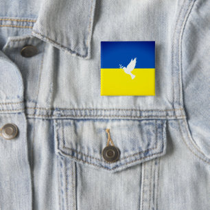Bóton Quadrado 5.08cm A paz na bandeira mundial ucraniana Button