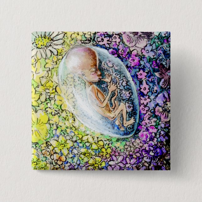 Bóton Quadrado 5.08cm A Pequena Flor - detalhe (Frente)