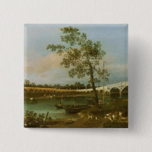 Bóton Quadrado 5.08cm A ponte de Walton velho, 1755 (óleo em canvas)