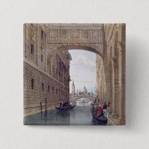 Bóton Quadrado 5.08cm A ponte dos suspiros, Veneza, gravada por Lefevre