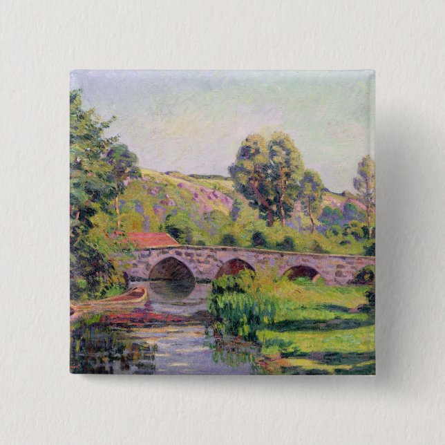 Bóton Quadrado 5.08cm A ponte em Boigneville, c.1894 (Frente)