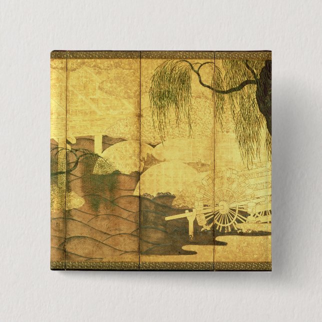 Bóton Quadrado 5.08cm A ponte no rio de Liji (Frente)