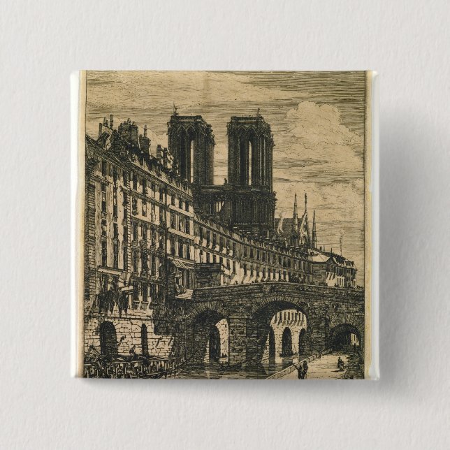 Bóton Quadrado 5.08cm A ponte pequena, 1850 (Frente)