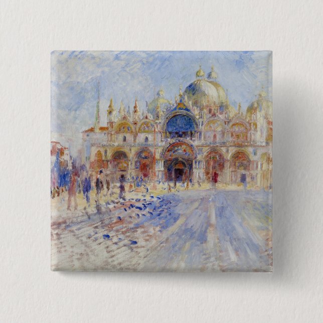 Bóton Quadrado 5.08cm A praça San Marco, Veneza, 1881 (óleo em canvas) (Frente)