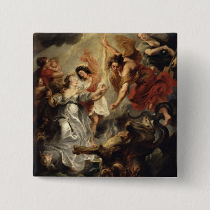 Bóton Quadrado 5.08cm A reconciliação de Marie de Medici e ela