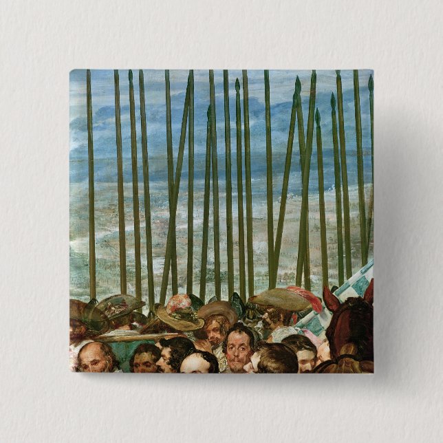 Bóton Quadrado 5.08cm A rendição de Breda, detalhe de soldados (Frente)