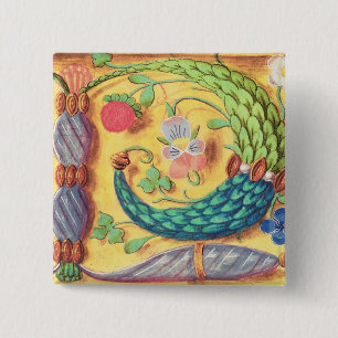 Bóton Quadrado 5.08cm A Senhora 134 iluminou a letra "P" decorada com