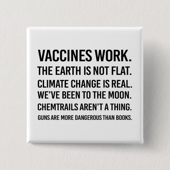 Bóton Quadrado 5.08cm A Terra não é plana e as alterações climáticas são (Frente)