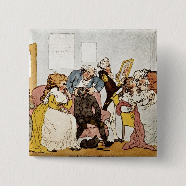 Bóton Quadrado 5.08cm "A transplantação dos dentes", desenhos animados (Frente)