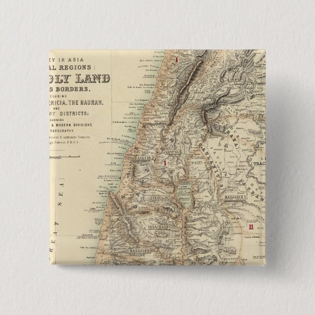 Bóton Quadrado 5.08cm A Turquia e as Regiões Bíblicas da Ásia (Frente)