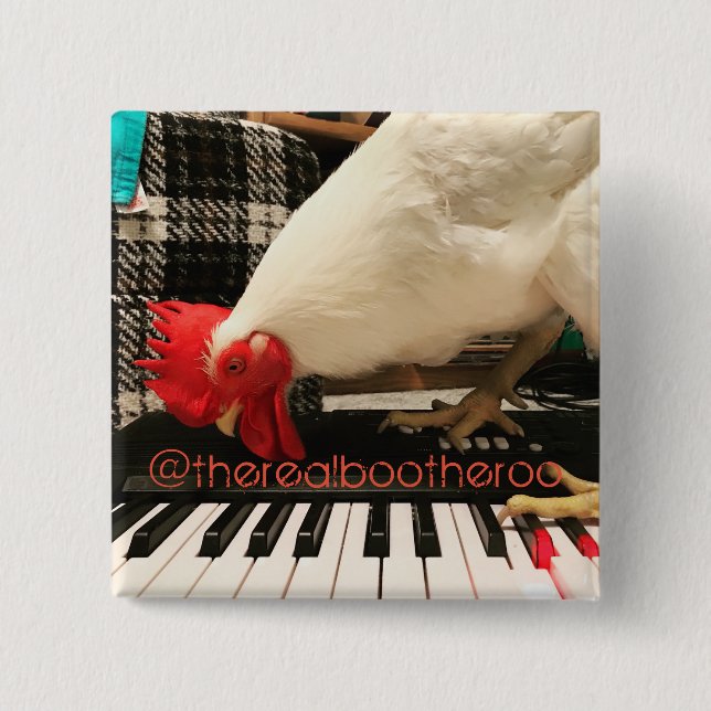 Bóton Quadrado 5.08cm A vaia real o Roo no teclado (Frente)