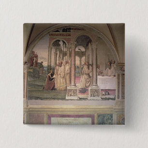 Bóton Quadrado 5.08cm A vida de St. Benedict (fresco) (detalhe) 3