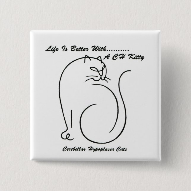 Bóton Quadrado 5.08cm A vida é melhor com um botão CH (Frente)