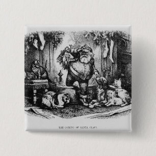 Bóton Quadrado 5.08cm A vinda de Papai Noel, 1872