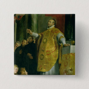 Bóton Quadrado 5.08cm A visão de St Ignatius de Loyola