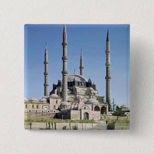 Bóton Quadrado 5.08cm A vista da mesquita, otomano, construiu c.1569-75