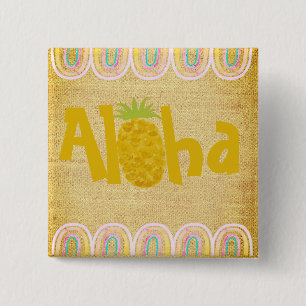 Bóton Quadrado 5.08cm Abacaxi Rústico Aloha