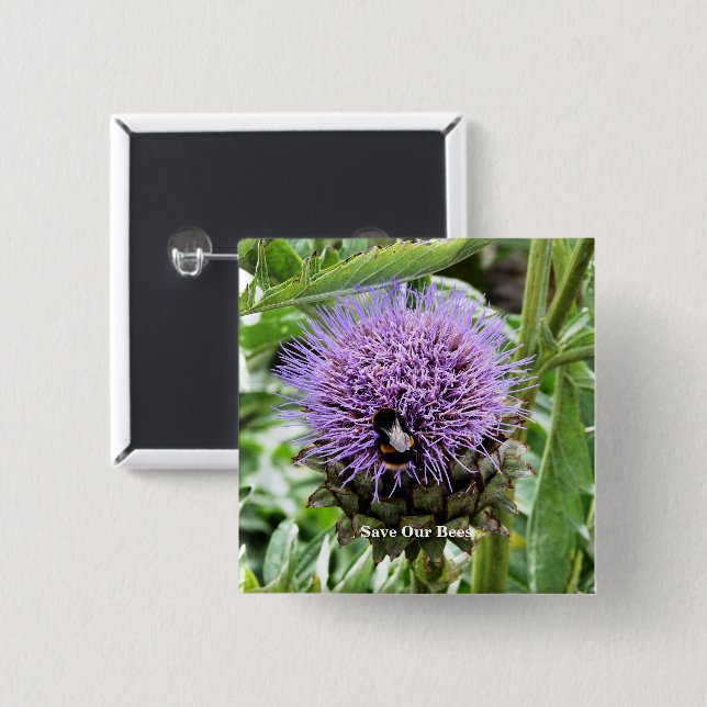 BÓTON QUADRADO 5.08CM ABELHAS  (Frente & Verso)