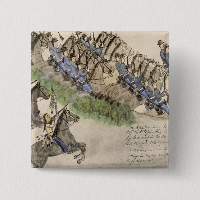 Bóton Quadrado 5.08cm Abertura da batalha do Little Big Horn (tinta (Frente)