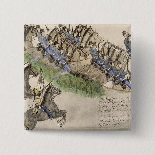 Bóton Quadrado 5.08cm Abertura da batalha do Little Big Horn (tinta