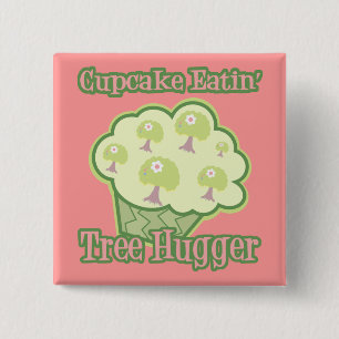 Bóton Quadrado 5.08cm Abraçador de Árvore que Come Cupcake