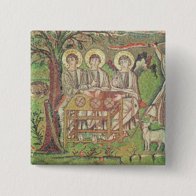 Bóton Quadrado 5.08cm Abraham com os anjos (mosaico) (Frente)