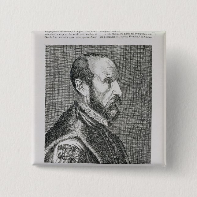Bóton Quadrado 5.08cm Abraham Ortelius (Frente)