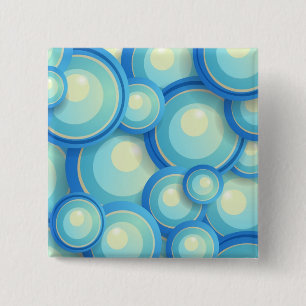 Bóton Quadrado 5.08cm Abstrato azul em verde