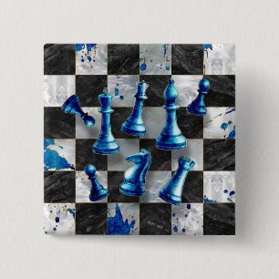Bóton Quadrado 5.08cm Abstrato de xadrez - Mármore azul