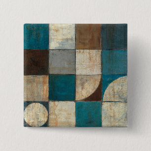 Bóton Quadrado 5.08cm Abstrato no azul e no Brown