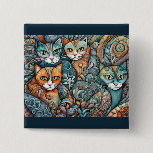 Bóton Quadrado 5.08cm acalmando gatos 2 botão