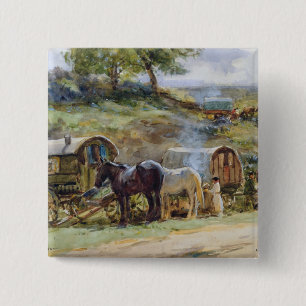 Bóton Quadrado 5.08cm Acampamento aciganado, Appleby, 1919