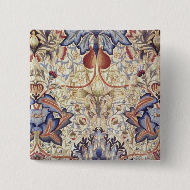 Bóton Quadrado 5.08cm Acanthus (por William Morris) (Frente)