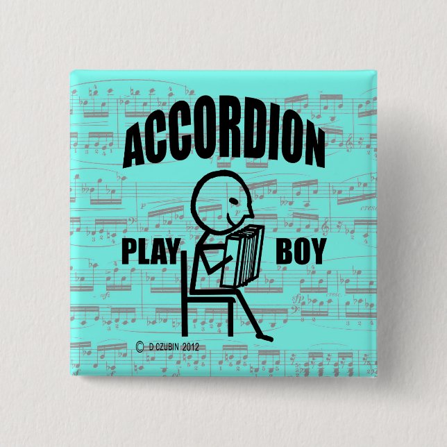 Bóton Quadrado 5.08cm Accordion Play Boy (Frente)
