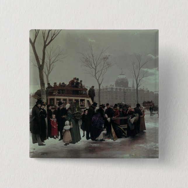 Bóton Quadrado 5.08cm Acidente do ônibus de Paris (Frente)