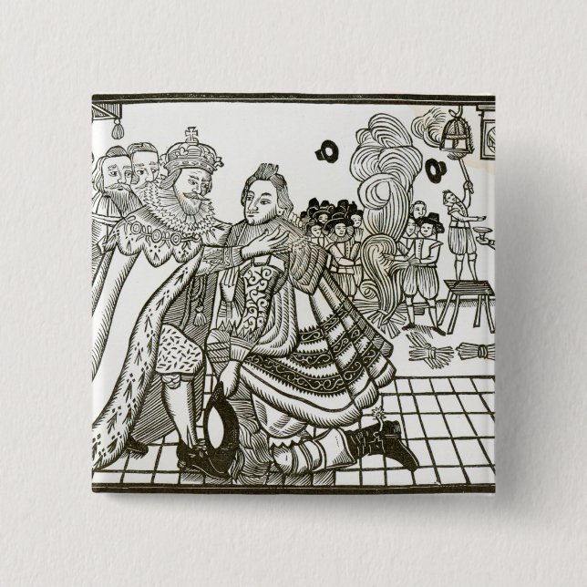 Bóton Quadrado 5.08cm Acolhimento Casa do príncipe Charles da espanha, (Frente)