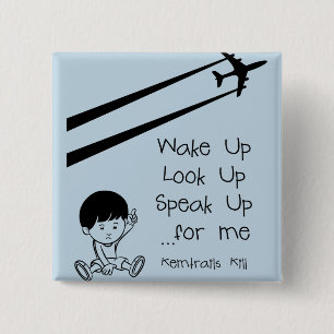 Bóton Quadrado 5.08cm Acordar Up Search Up Fale Up For Me Chemtrails Mat