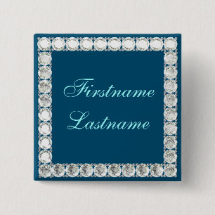Bóton Quadrado 5.08cm Adicionar azul de diamante personalizável