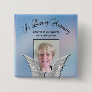 Bóton Quadrado 5.08cm Adicionar Memorial Personalizado de Fotografia