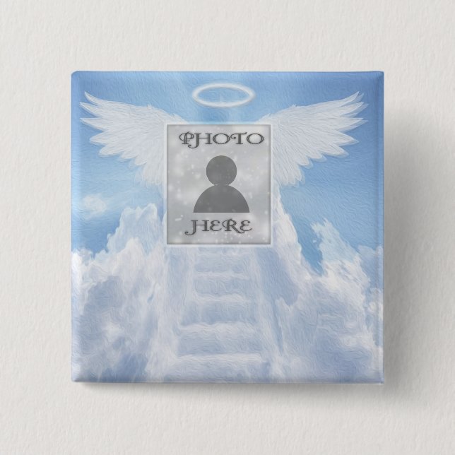 Bóton Quadrado 5.08cm Adicionar Memorial Personalizado de Fotografia (Frente)