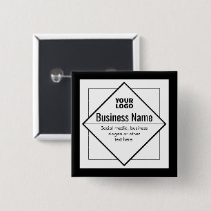 Bóton Quadrado 5.08cm Adicione o Seu Logotipo Modelo Personalizável