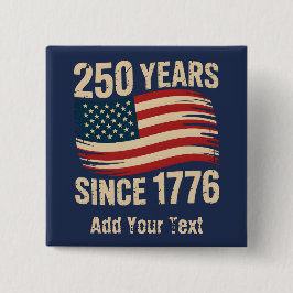 Bóton Quadrado 5.08cm Adicione Seu Texto Vintage Grunge Bandeira America