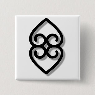 Bóton Quadrado 5.08cm Adinkra - Terra-BW