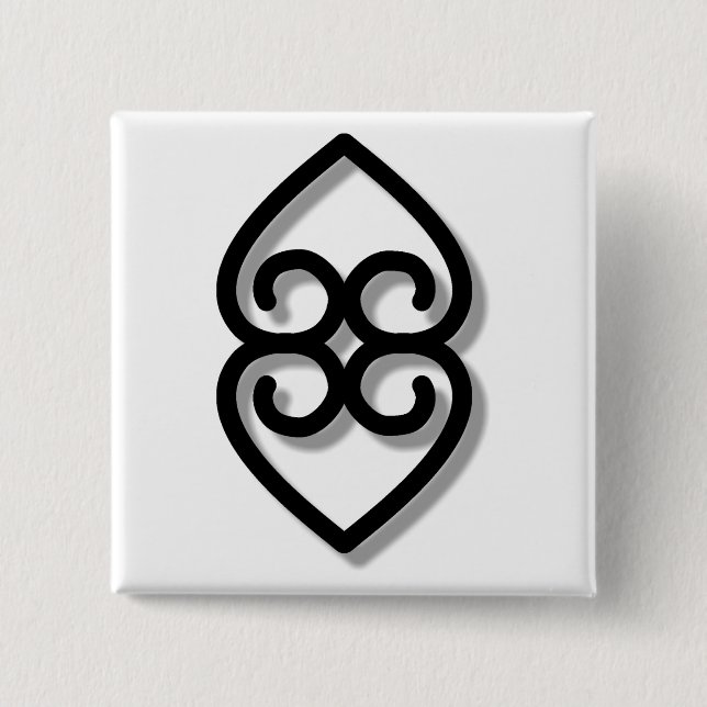 Bóton Quadrado 5.08cm Adinkra - Terra-BW (Frente)