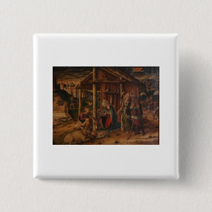 Bóton Quadrado 5.08cm Adoração dos Pastores - Carlo Crivelli - c148