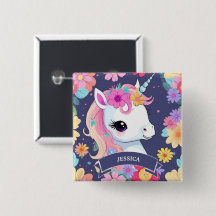 Adorável White Baby Unicorn com Flores