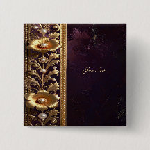 Adorno Floral Dourado com Botão de Pérolas