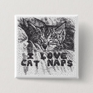 Bóton Quadrado 5.08cm Adoro Naps de Gato, gato dormindo