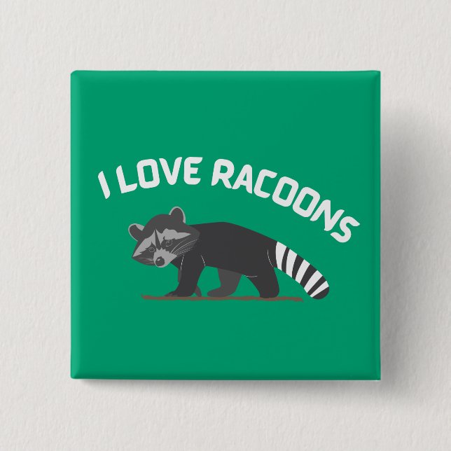 Bóton Quadrado 5.08cm Adoro Racoons (Frente)
