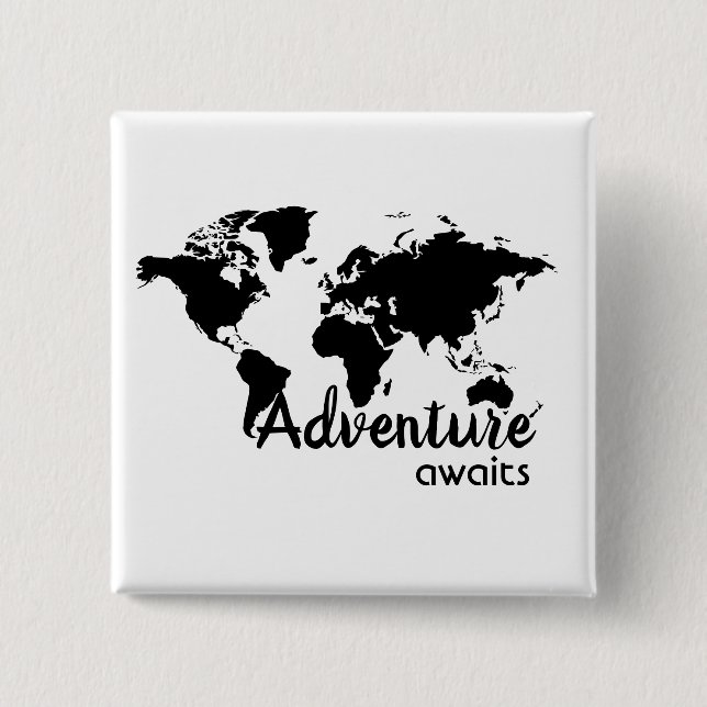 Bóton Quadrado 5.08cm Adventure awaits (Frente)